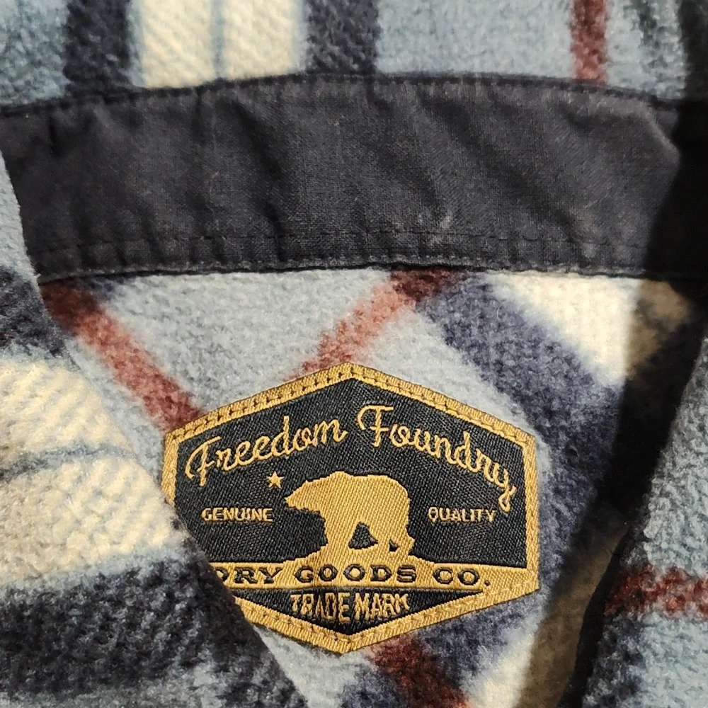 Freedom Foundry Mens Super Plush Shirt Jacket Blue Red Plaid Shacket Size XXL
